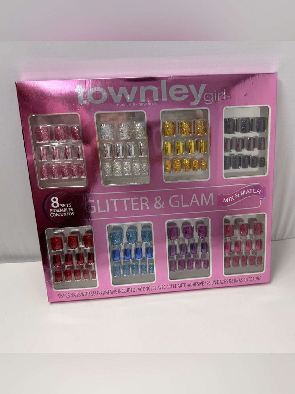 Townley Girl Press-On Nails rounded square, Glitter & Glam, mix and match NEW